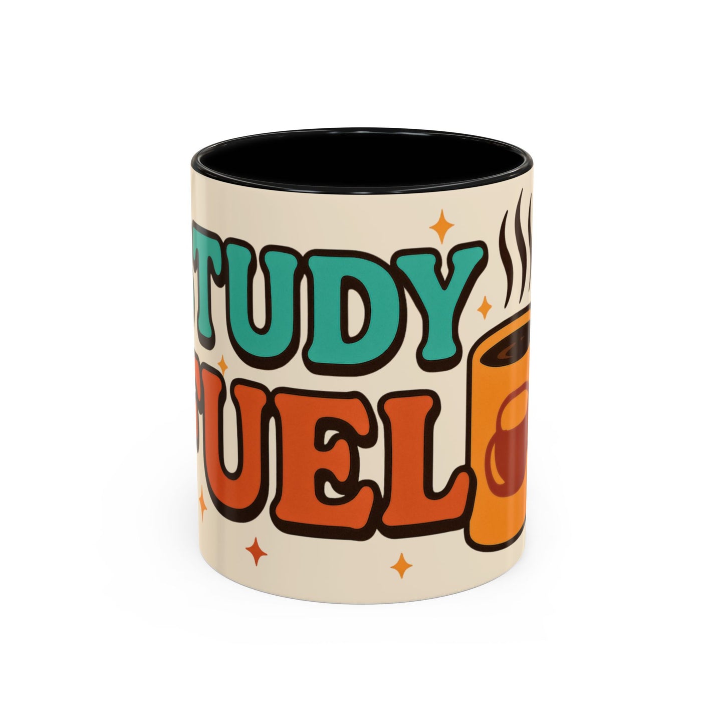 Study Fuel Color Accent Mug (11oz/15oz) – Retro Teacher/Student Coffee Cup • Back to School • Durable Ceramic
