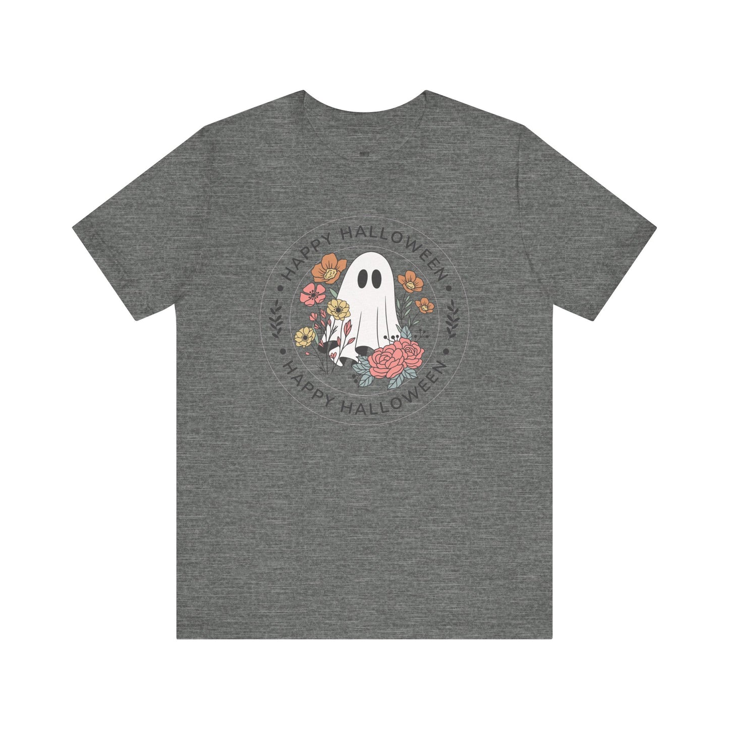 Happy Halloween Floral Ghost Tee – Bella+Canvas 3001