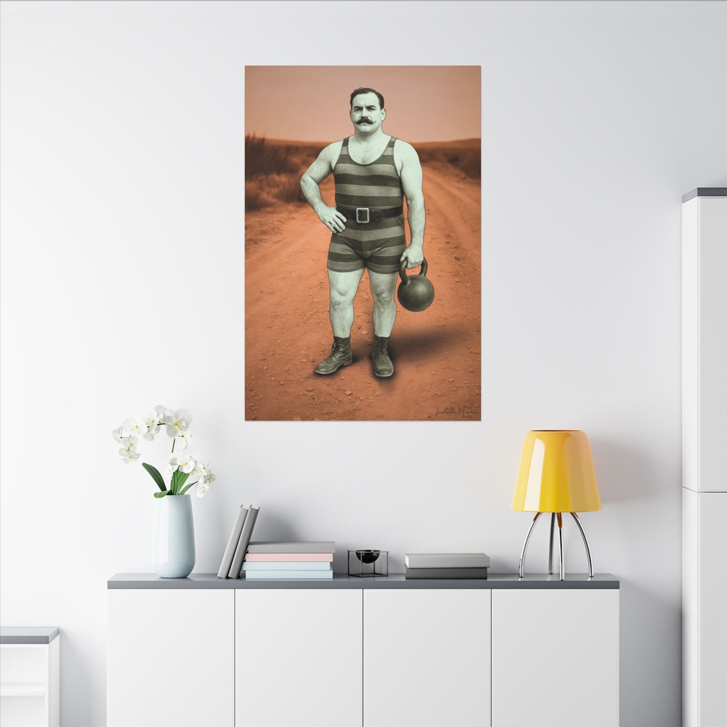 The Strongman – Matte Canvas Print (Gallery-Wrapped) 0.75" – Vintage Circus-Inspired Canvas Wall Art