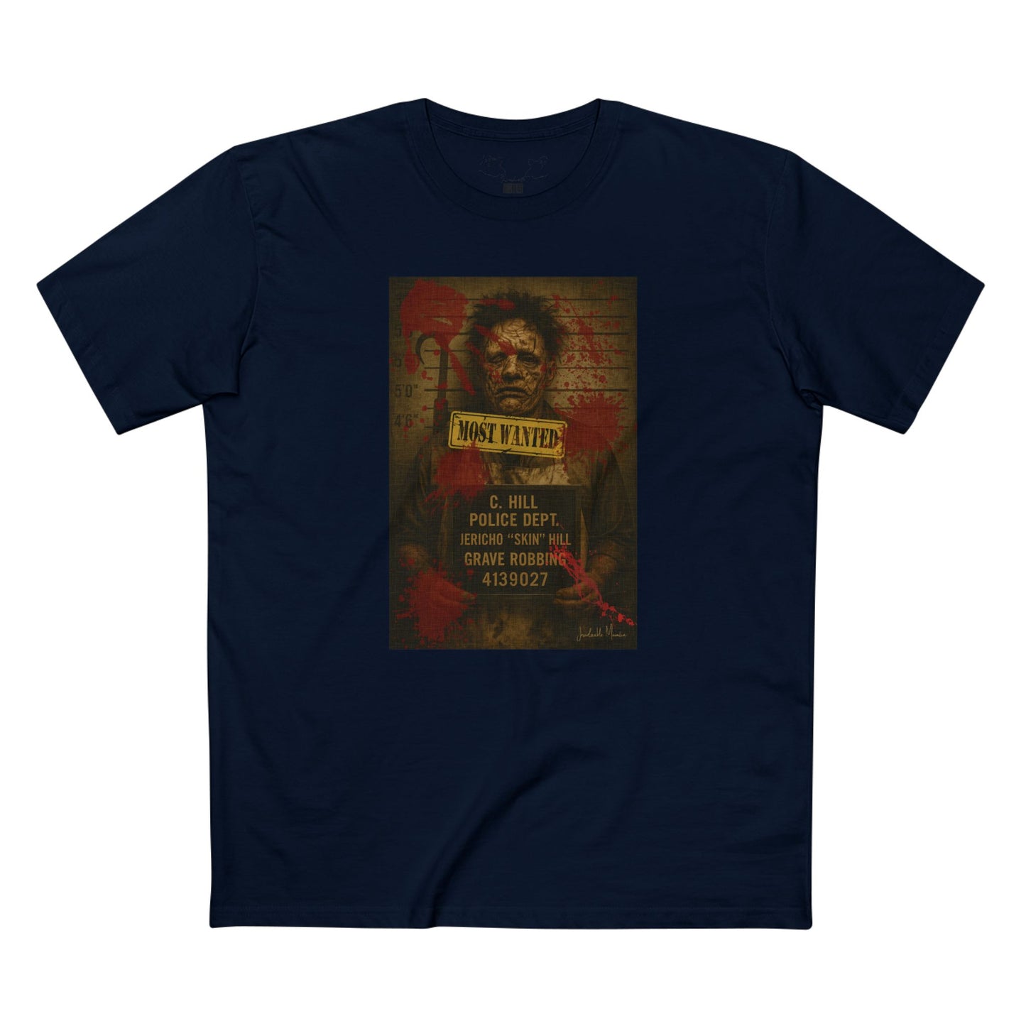 Leatherface Mugshot T-Shirt – Premium AS Colour 5001 Horror Tee