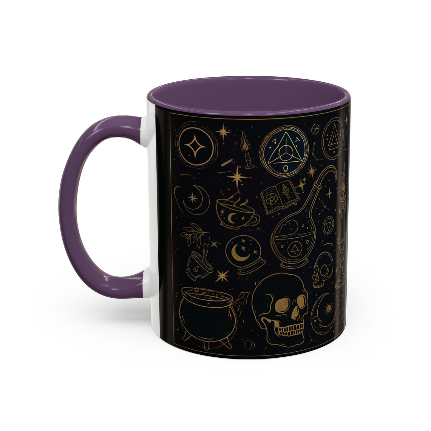 Witchy Aesthetic Coffee Mug โ 15oz Black & Purple Ceramic with Occult Symbols โ Goth Kitchen Decor, Halloween Gift Idea - 11oz/15oz