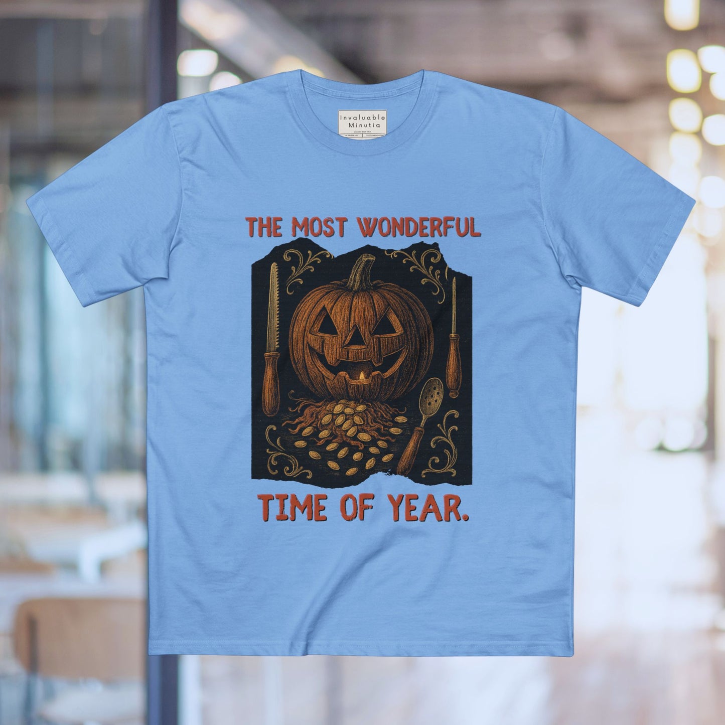 Halloween Jack-O’-Lantern Tee – “The Most Wonderful Time of Year” Vintage Pumpkin Carving Shirt | AS Colour 5001 Unisex