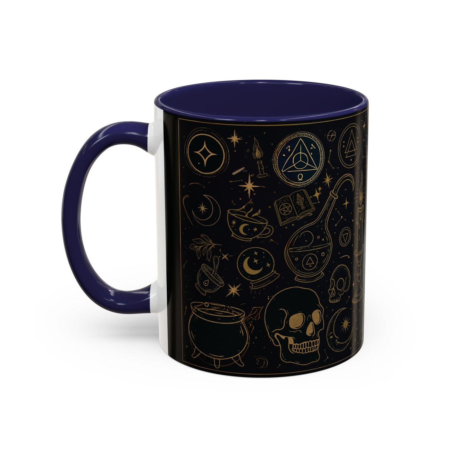 Witchy Aesthetic Coffee Mug โ 15oz Black & Purple Ceramic with Occult Symbols โ Goth Kitchen Decor, Halloween Gift Idea - 11oz/15oz