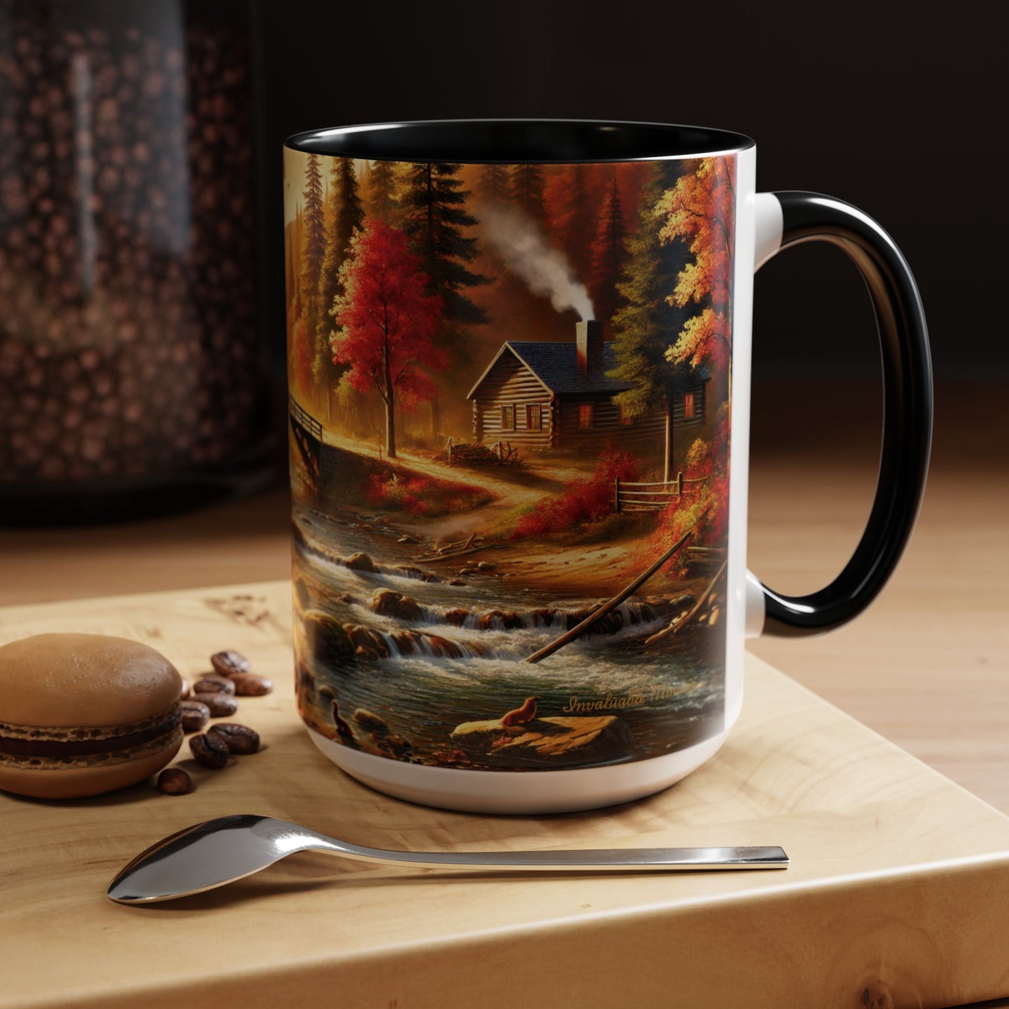 Cozy Autumn Cabin Mug | Fall Vibes Accent Coffee Mug (11oz/15oz)