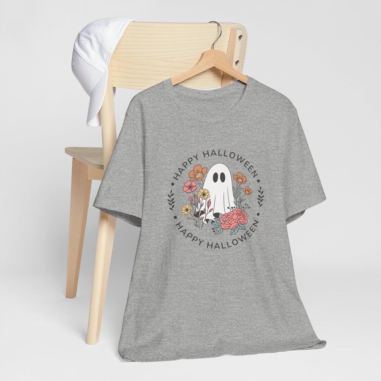 Happy Halloween Floral Ghost Tee – Bella+Canvas 3001