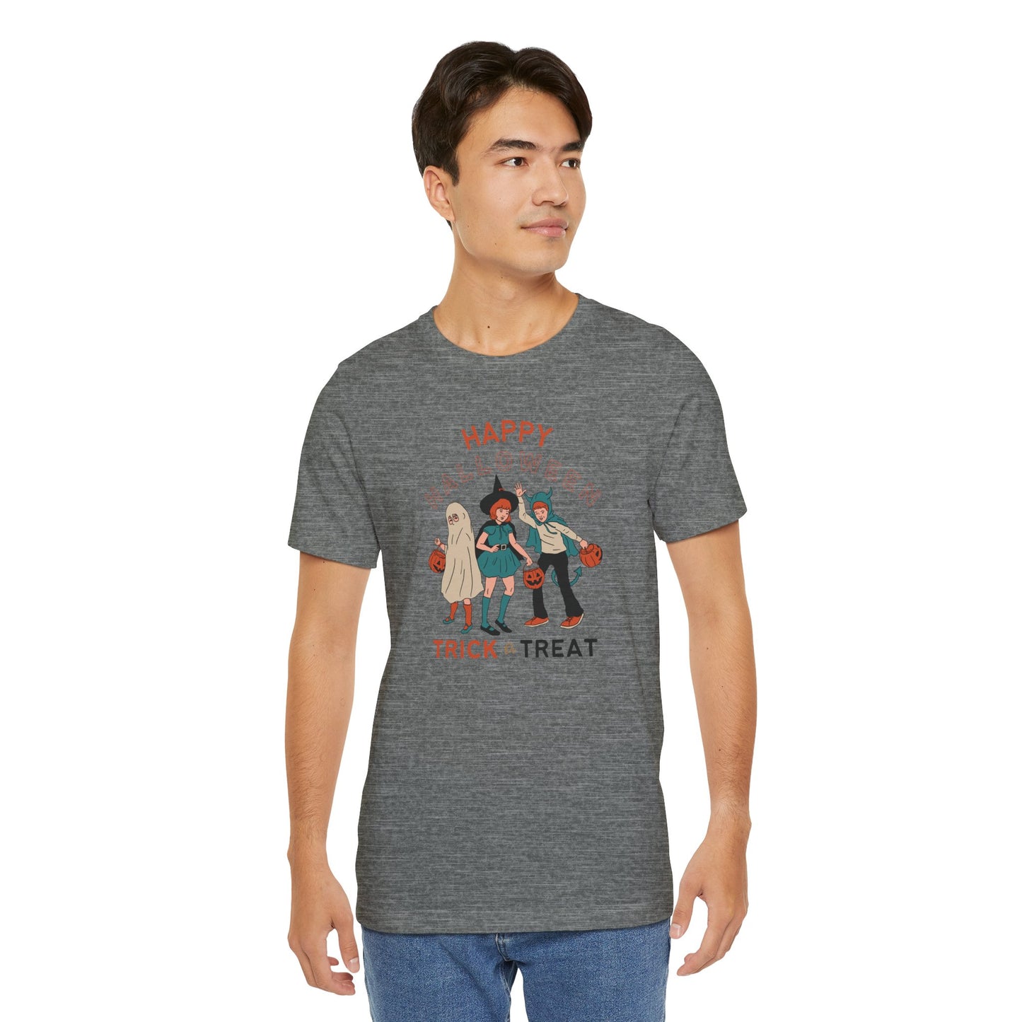 Happy Halloween Trick or Treat Vintage Vibe Tee โ Bella+Canvas 3001