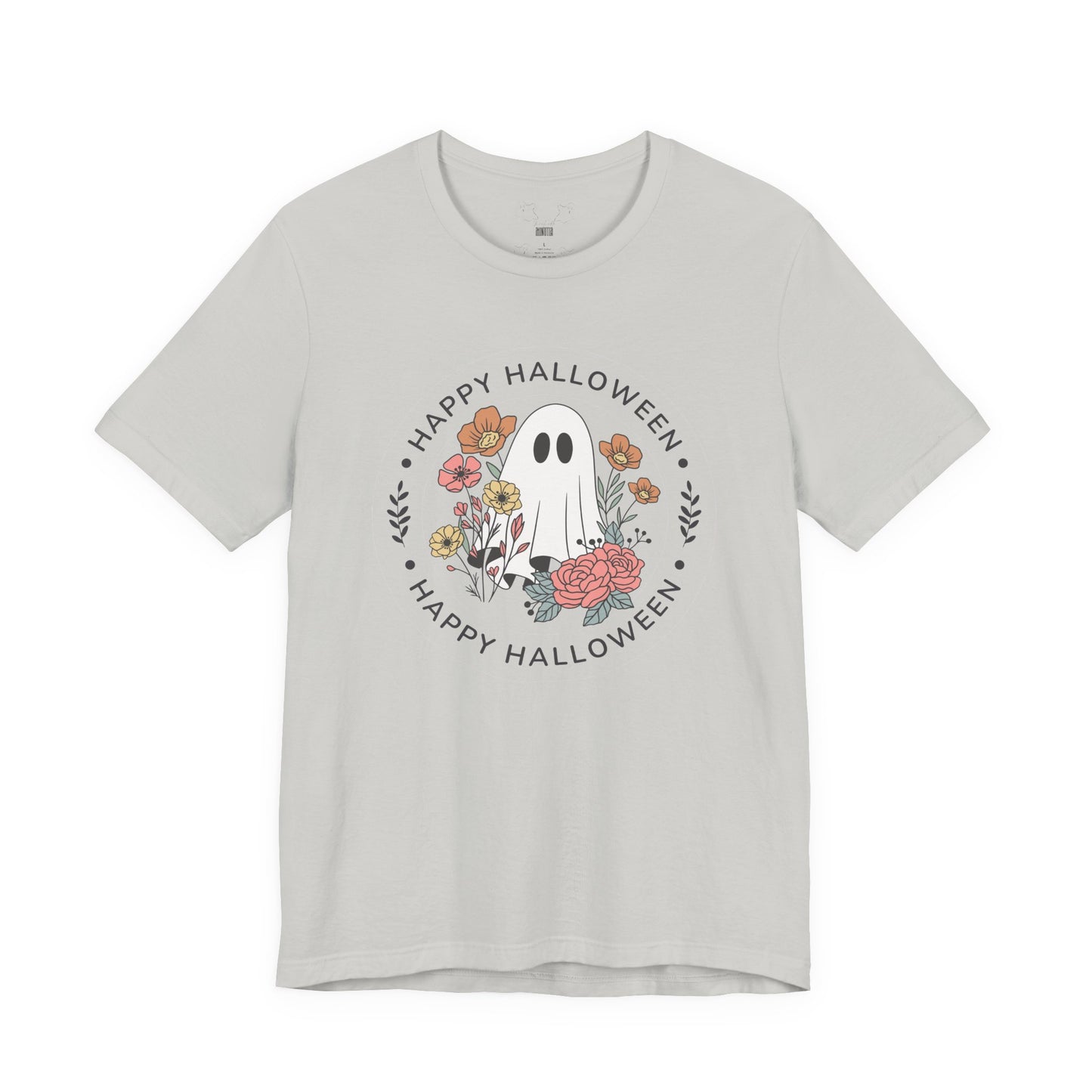 Happy Halloween Floral Ghost Tee – Bella+Canvas 3001