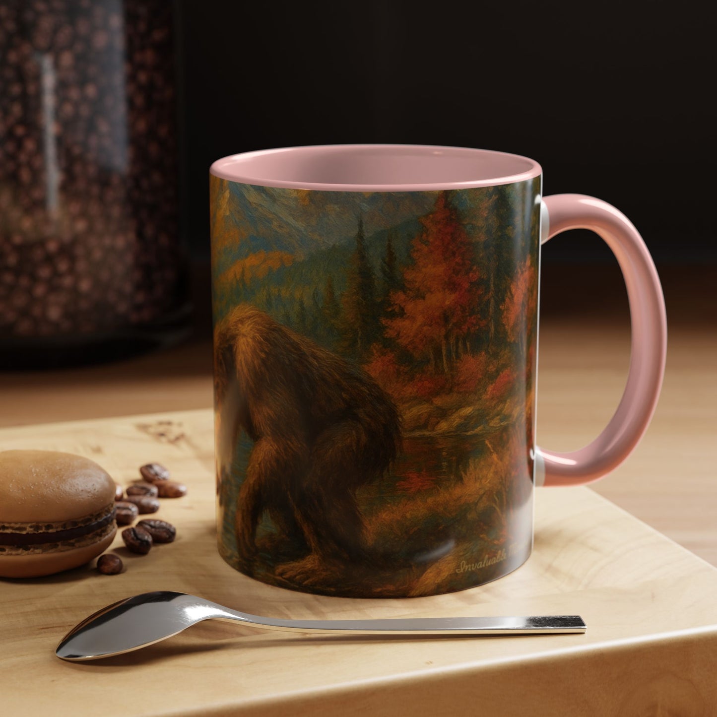 Bigfoot River Scene Mug | Autumn Wilderness Accent Coffee Mug (11oz/15oz)