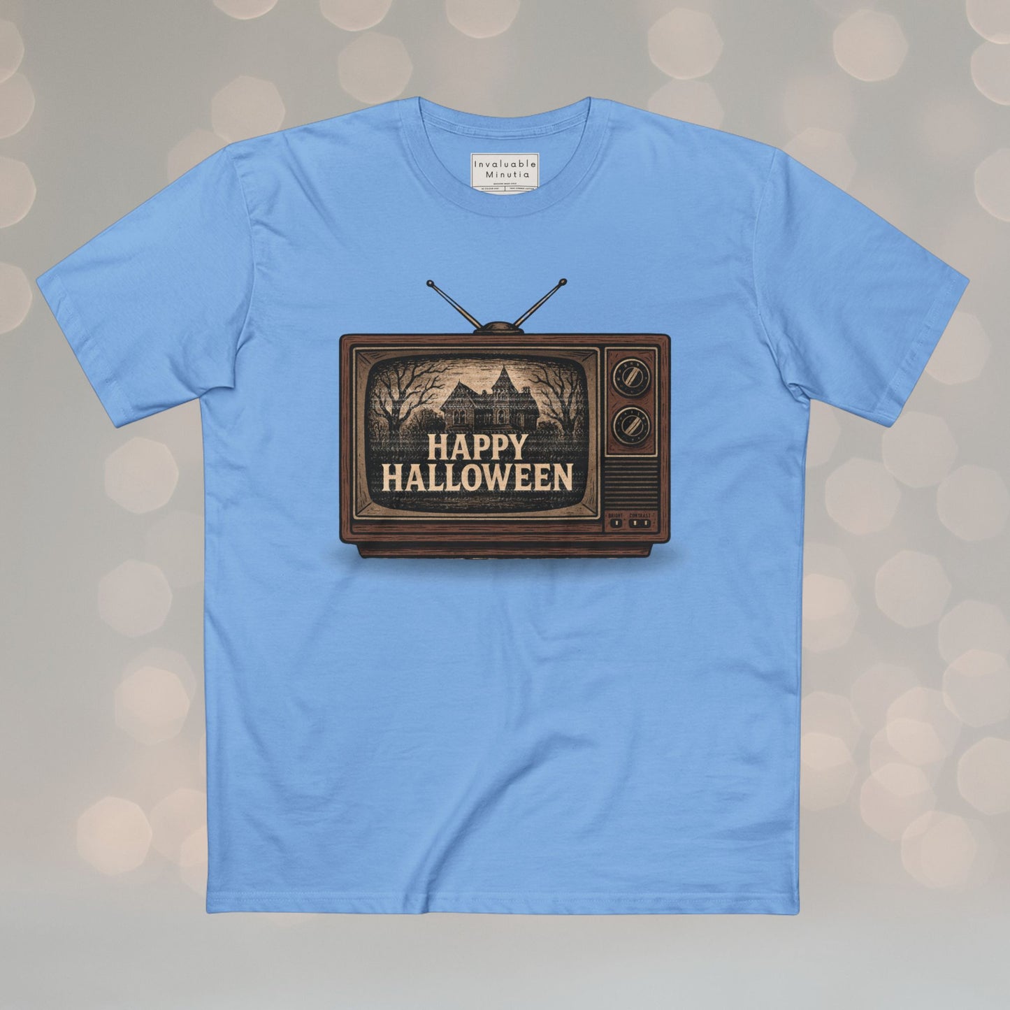 Retro TV Happy Halloween – Vintage Halloween T-Shirt | Illustrated Gothic Horror Tee | Premium AS Colour Unisex