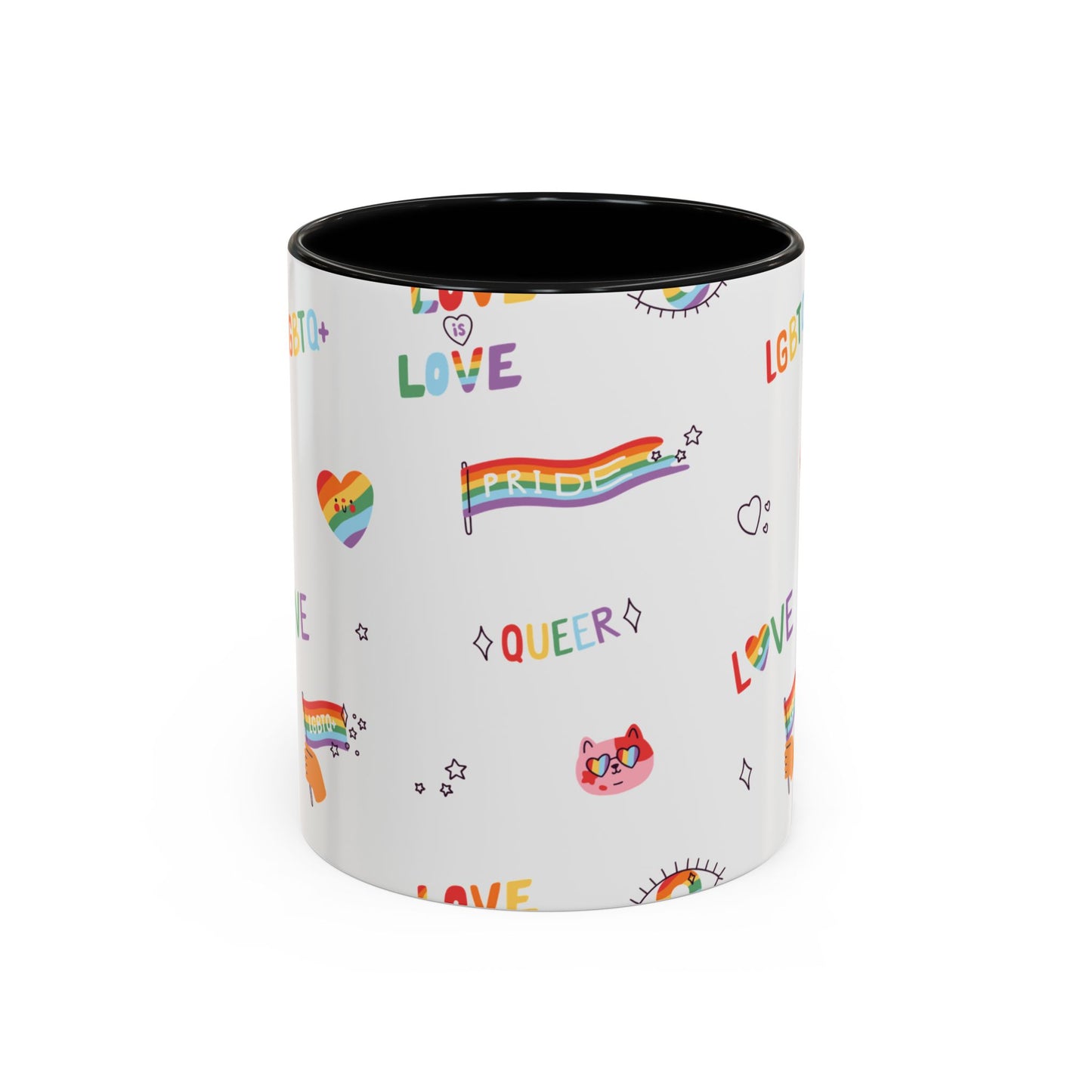 Minimalist Pride Accent Mug | LGBTQ+ Love Ceramic Cup | 11oz & 15oz