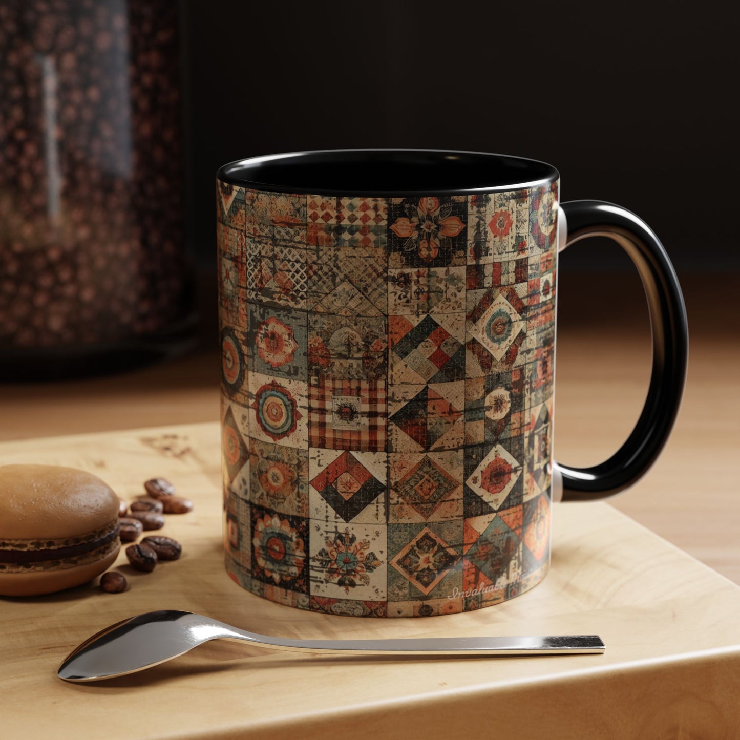 Boho Patchwork Quilt Mug | Vintage Accent Coffee Mug (11oz/15oz)