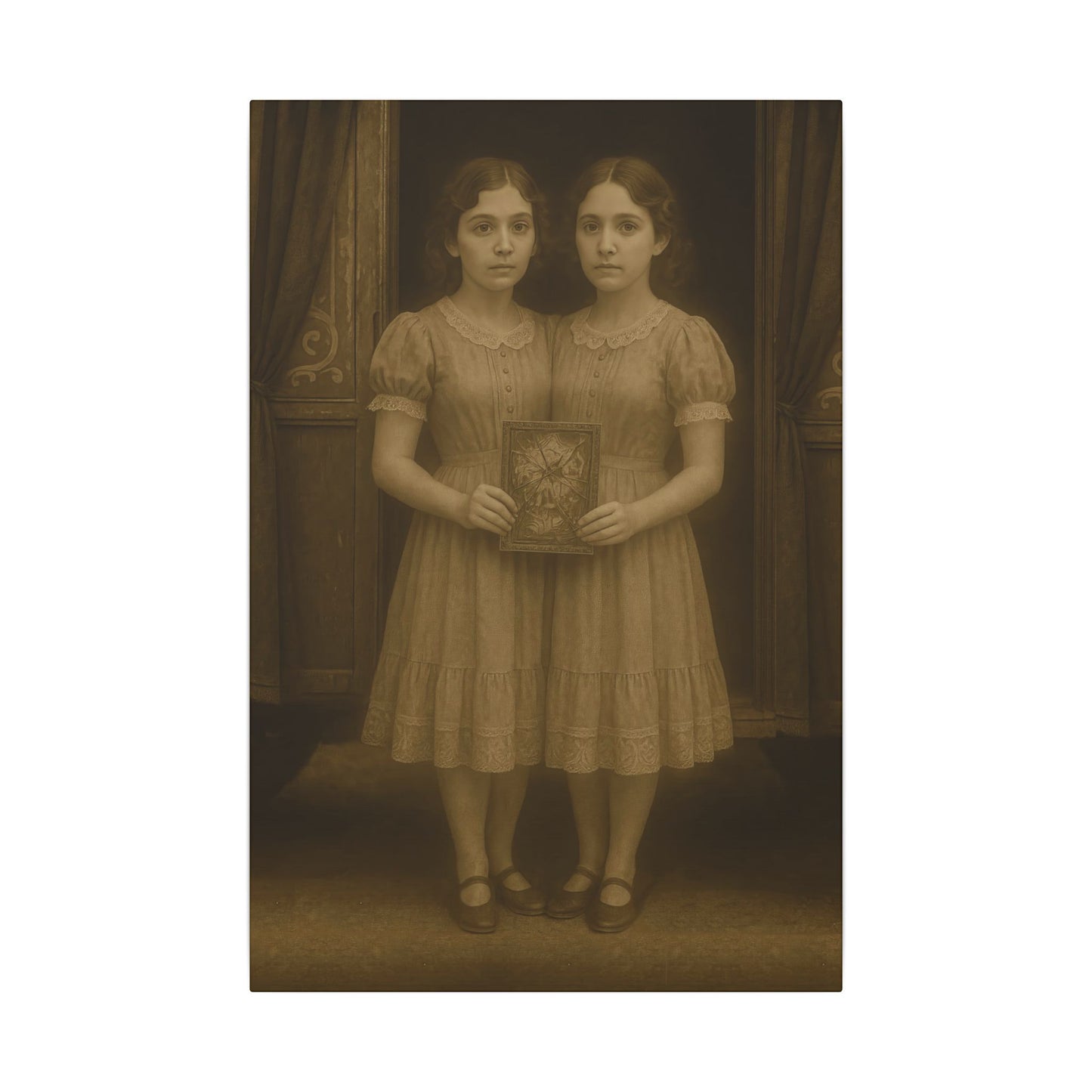 Conjoined Twins – Matte Canvas Print (Gallery-Wrapped) 0.75" – Vintage Circus-Inspired Canvas Wall Art