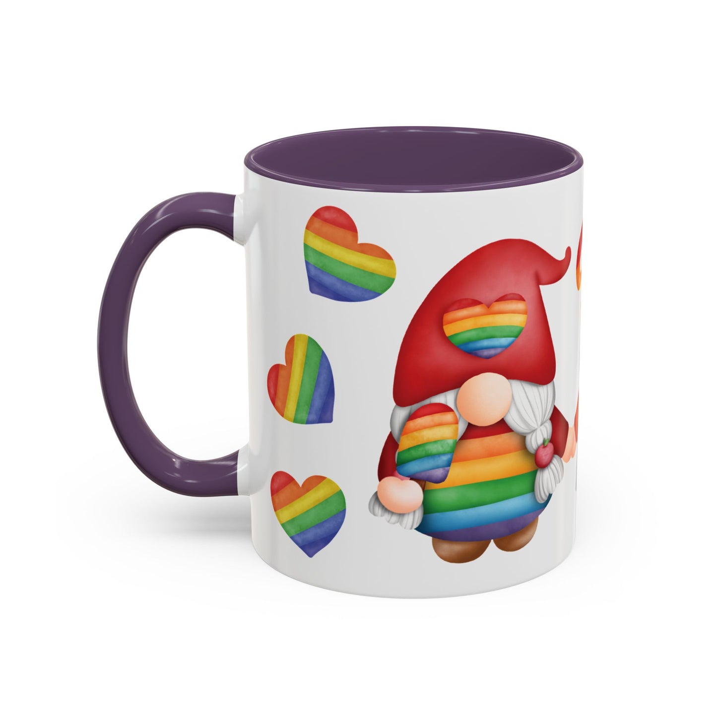 Pride Gnome Accent Mug | Rainbow Love Coffee Cup | 11oz & 15oz