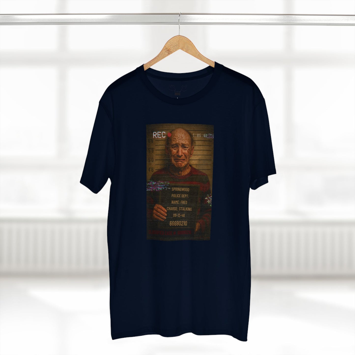 π₯ Freddy Mugshot Tee β Retro Slasher Horrorcore Premium T-Shirt (Unisex)