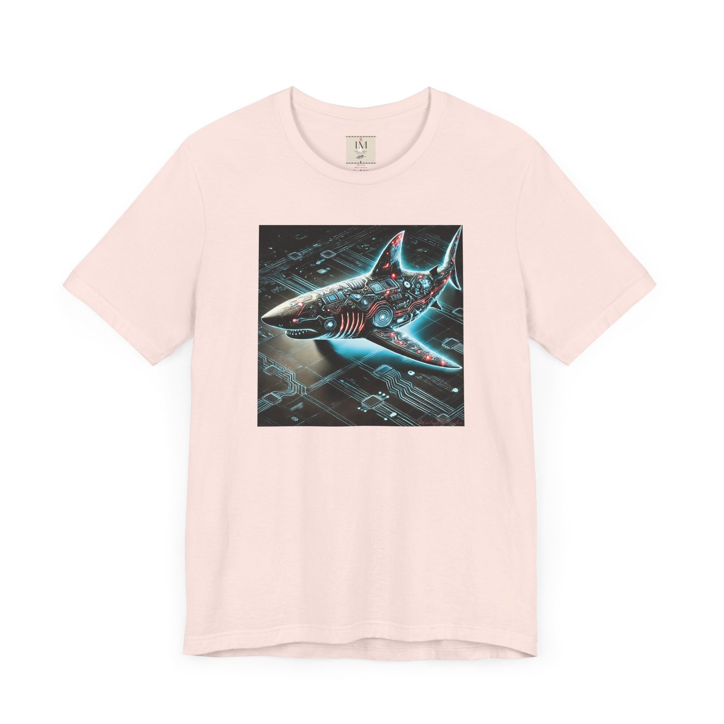Cyber Shark Unisex Jersey Tee - Futuristic Ocean Design Tech T-Shirt