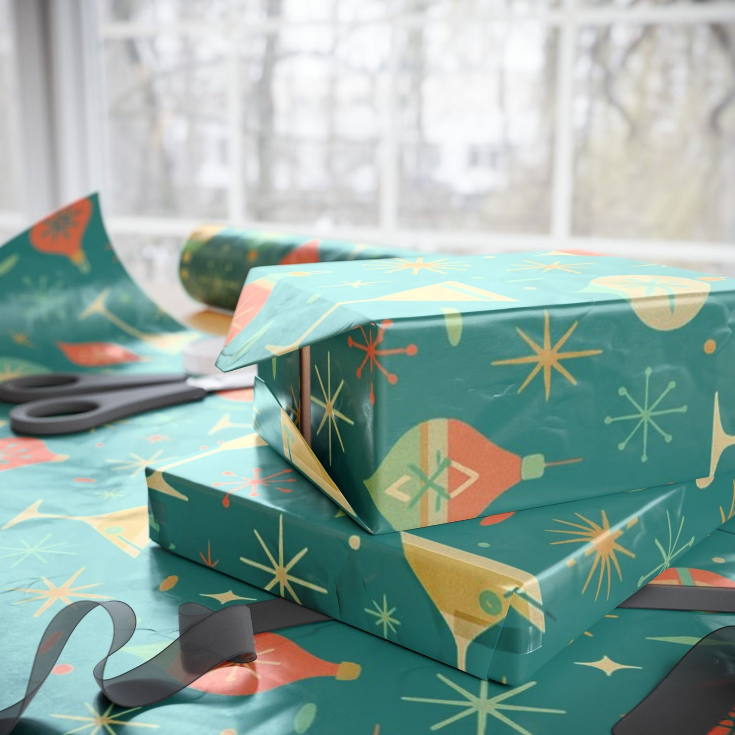 Atomic Christmas Cocktail – Mid-Century Holiday Wrapping Paper, Retro Martini Gift Wrap, 30" Roll (Matte/Gloss)