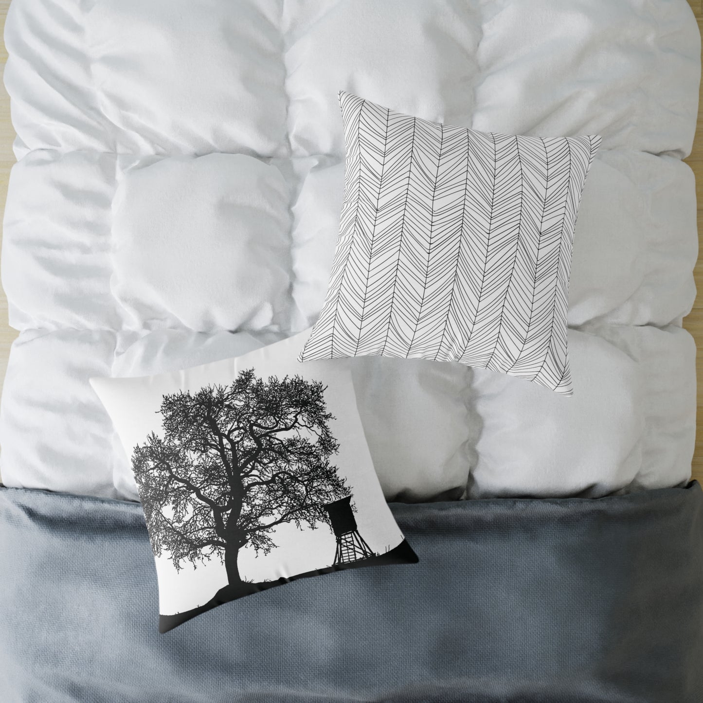 Lone Tree & Water Tower Silhouette Throw Pillow β Dark Countrycore Accent for Moody Spaces Home Decor Throw Pillows