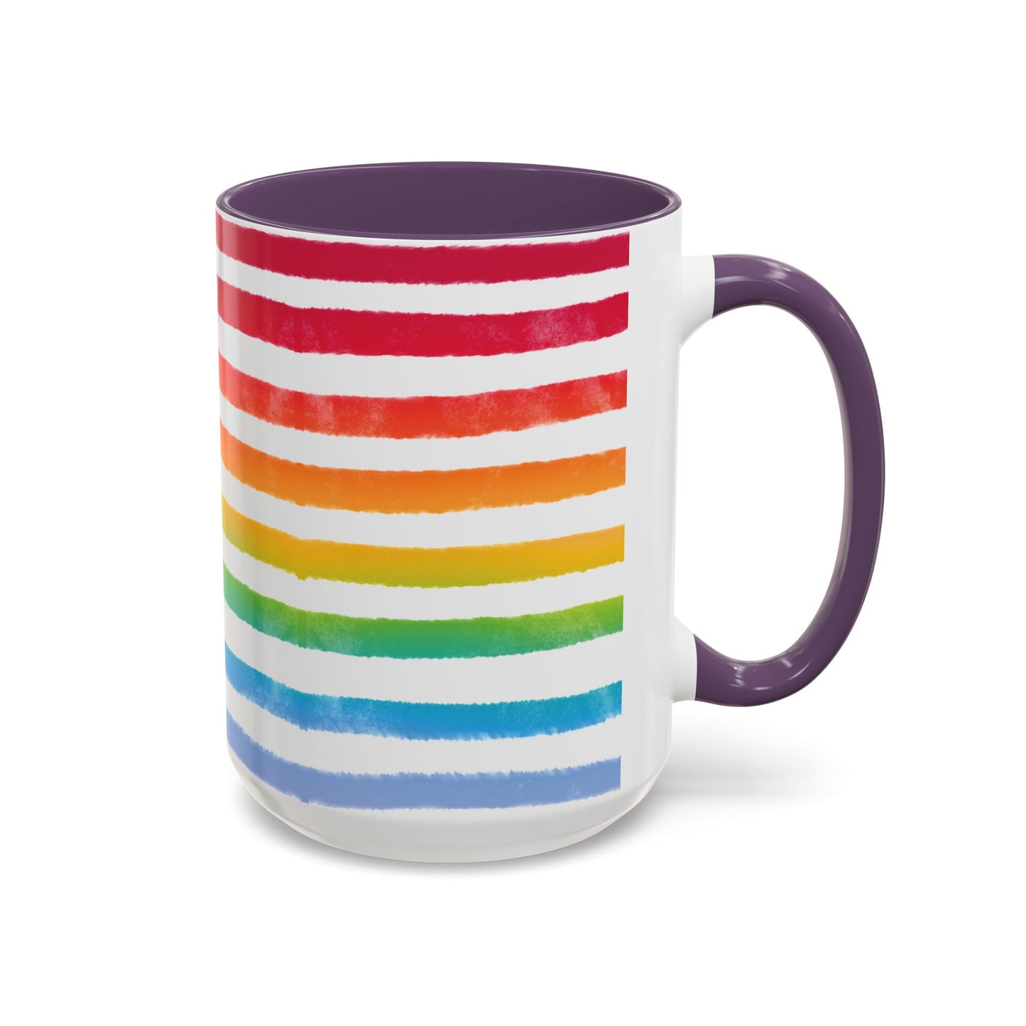 π Bold Rainbow Stripes Pride Mug | 11oz/15oz | Purple Accent