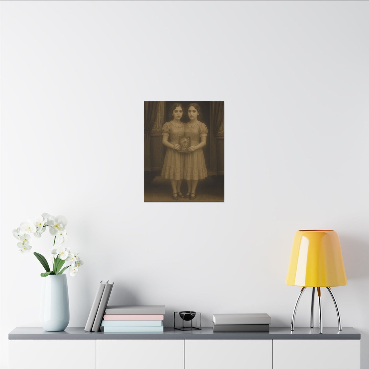 Conjoined Twins – Matte Canvas Print (Gallery-Wrapped) 0.75" – Vintage Circus-Inspired Canvas Wall Art