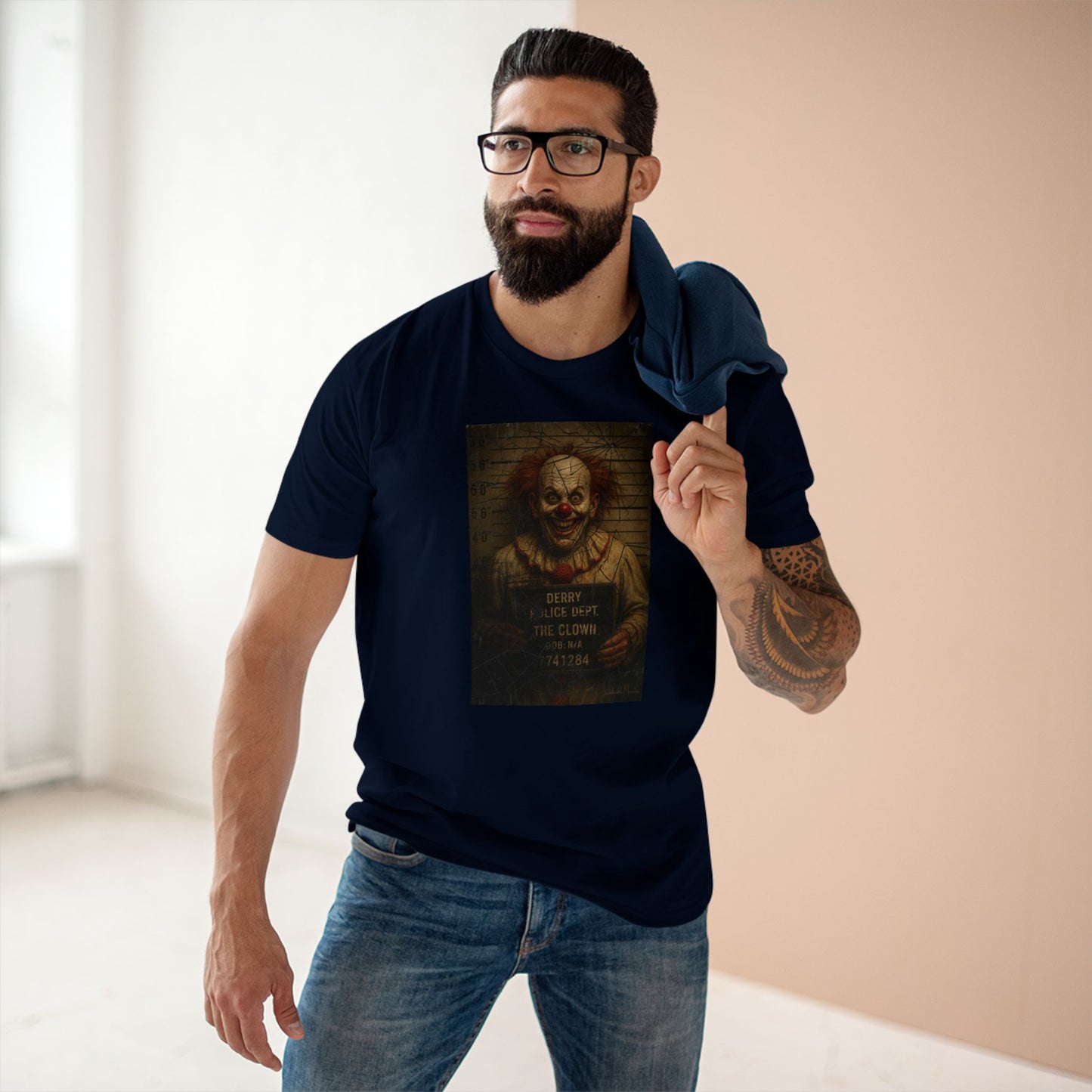 Creepy Clown Mugshot T-Shirt โ Premium AS Colour 5001 Horror Tee