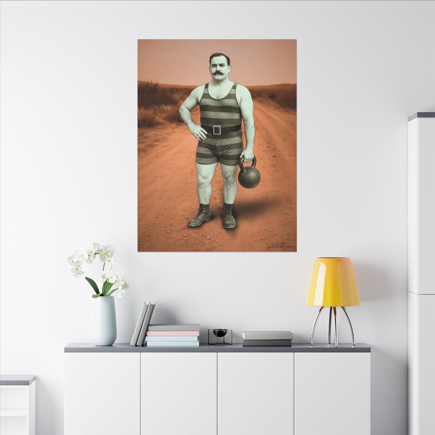 The Strongman – Matte Canvas Print (Gallery-Wrapped) 0.75" – Vintage Circus-Inspired Canvas Wall Art