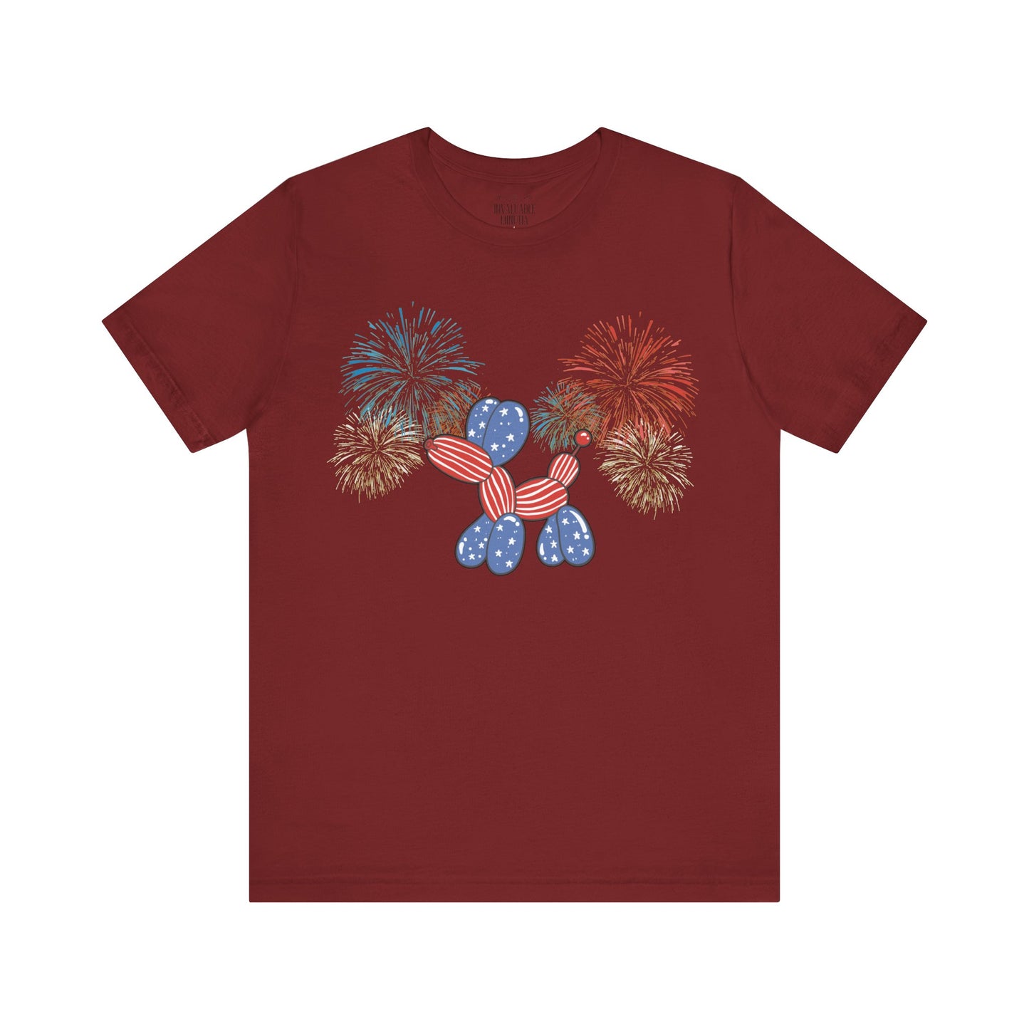 Patriotic Balloon Animal Tee, Fourth of July Shirt, Independence Day Apparel, Fireworks Unisex T-shirt, Bella + Canvas