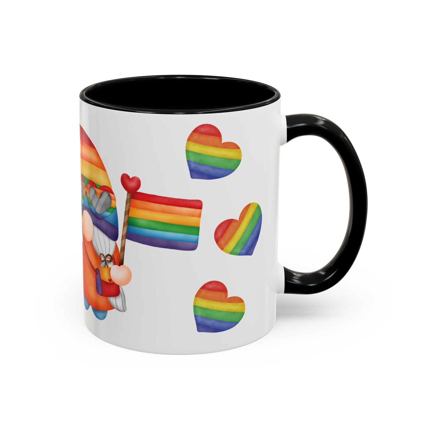 Pride Gnome Accent Mug | Rainbow Love Coffee Cup | 11oz & 15oz