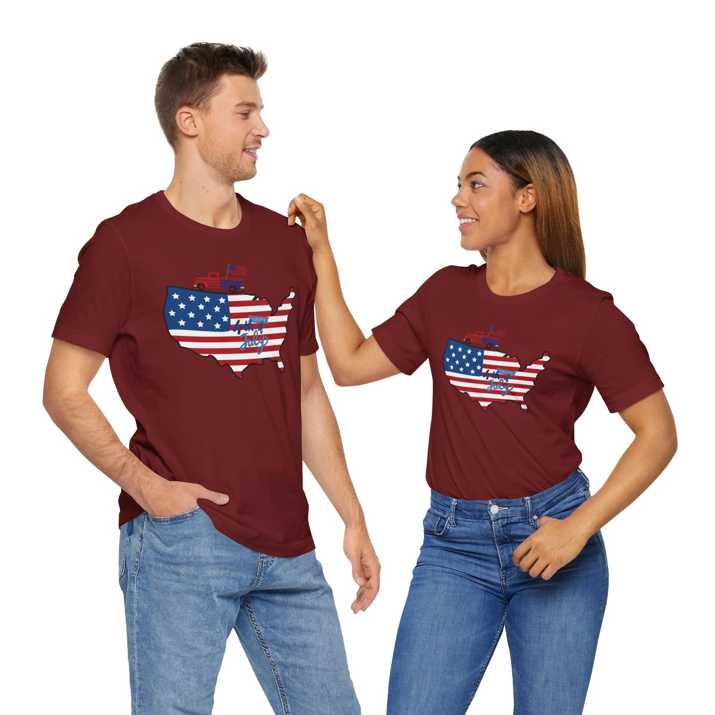 All-American USA Map & Truck Tee β Unisex Bella+Canvas Jersey Tee - 4th of July T-Shirt