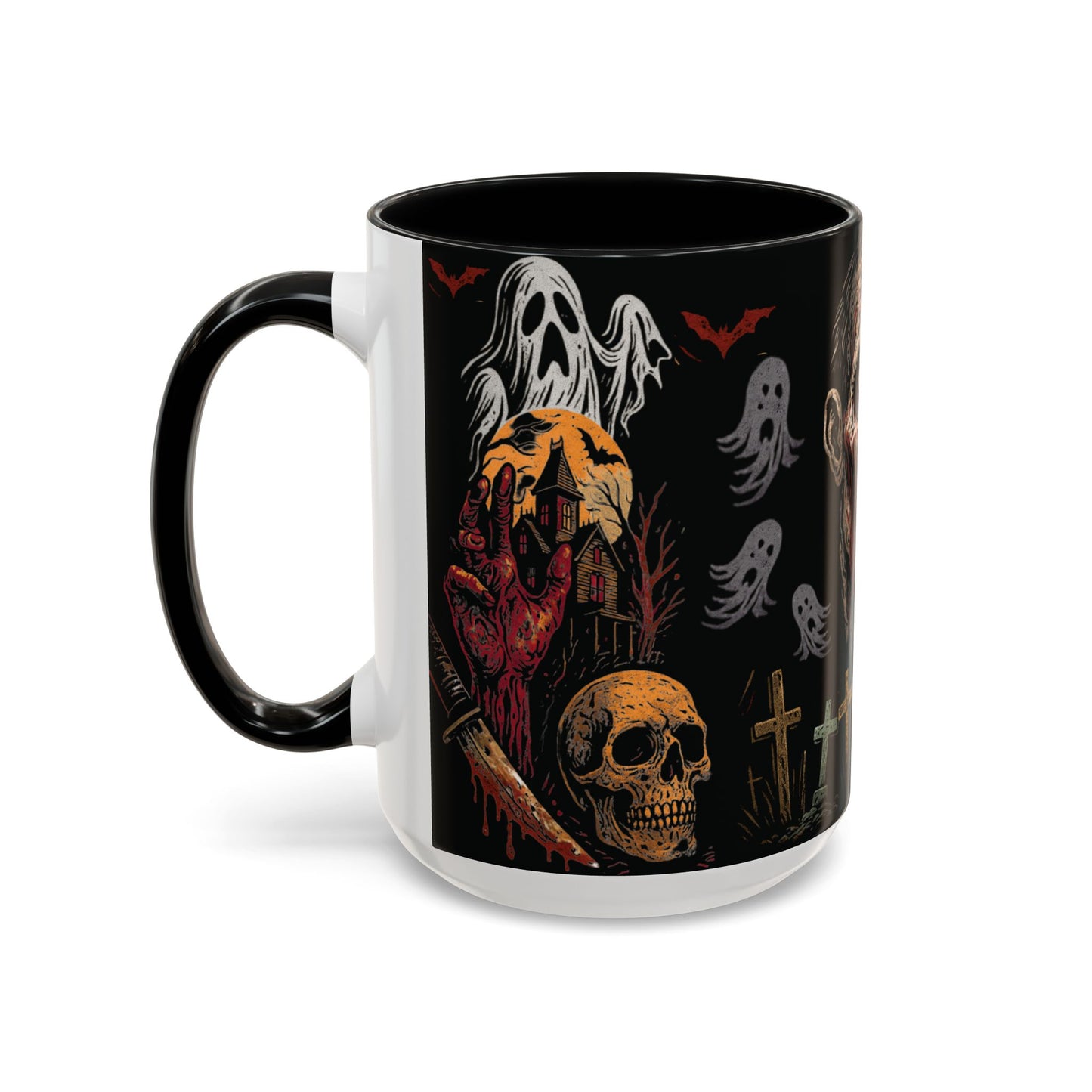 Horror Coffee Mug – Zombie Graveyard Halloween Design – 11oz & 15oz Ceramic – Creepy Goth Kitchen Decor