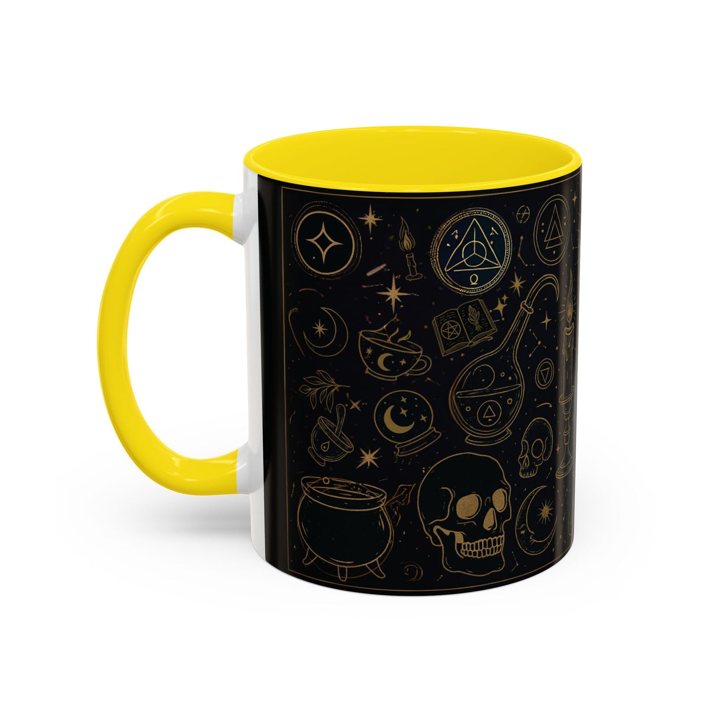 Witchy Aesthetic Coffee Mug โ 15oz Black & Purple Ceramic with Occult Symbols โ Goth Kitchen Decor, Halloween Gift Idea - 11oz/15oz