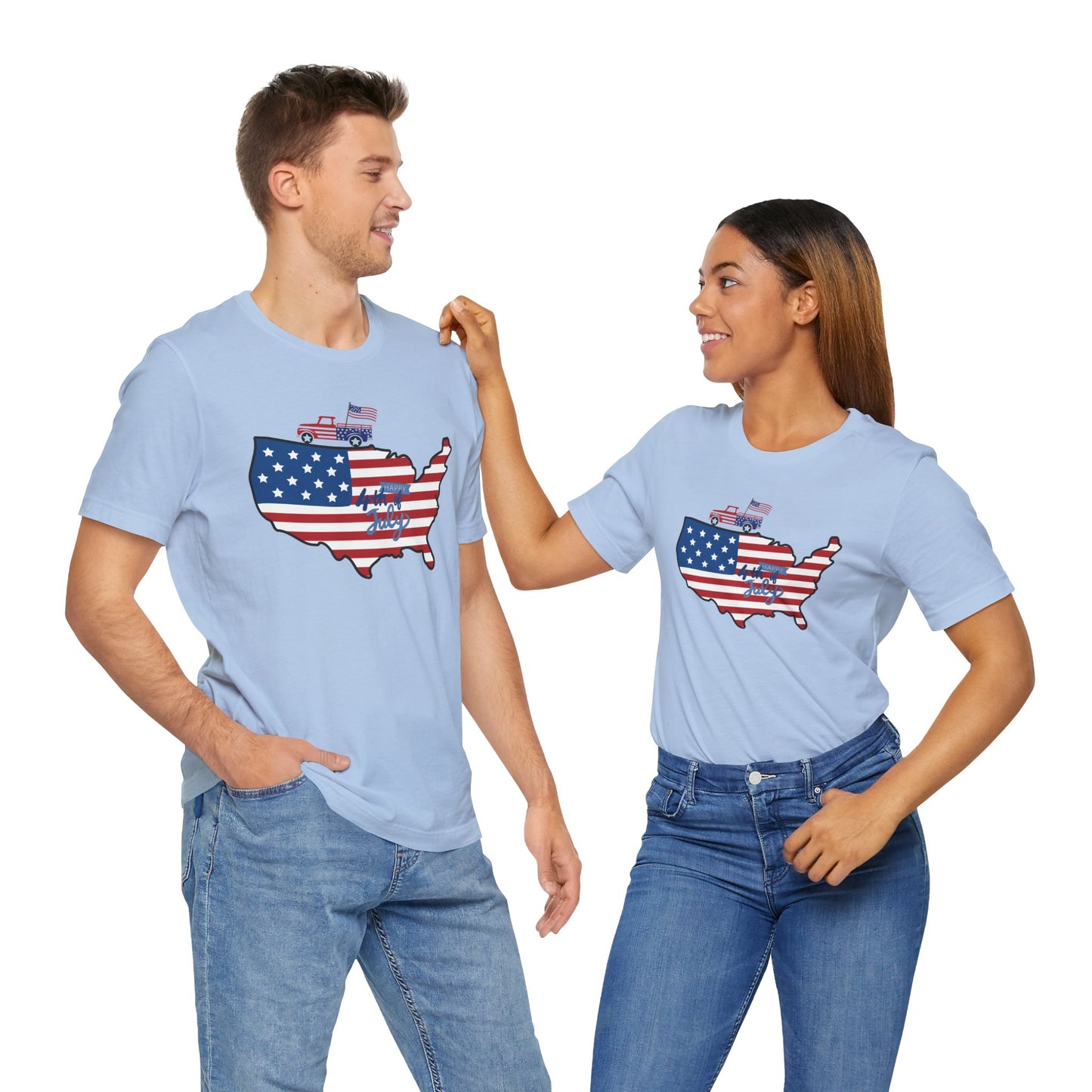 All-American USA Map & Truck Tee β Unisex Bella+Canvas Jersey Tee - 4th of July T-Shirt