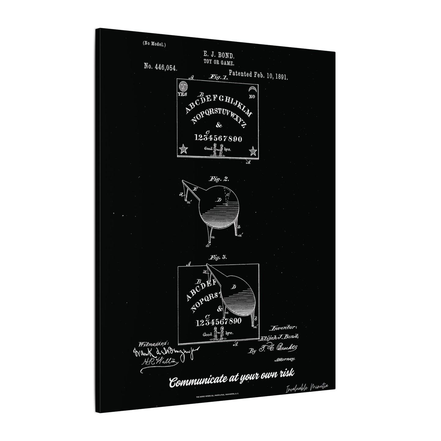 Ouija Board Patent Print (1891) – Gothic Spirit Board Canvas Wall Art