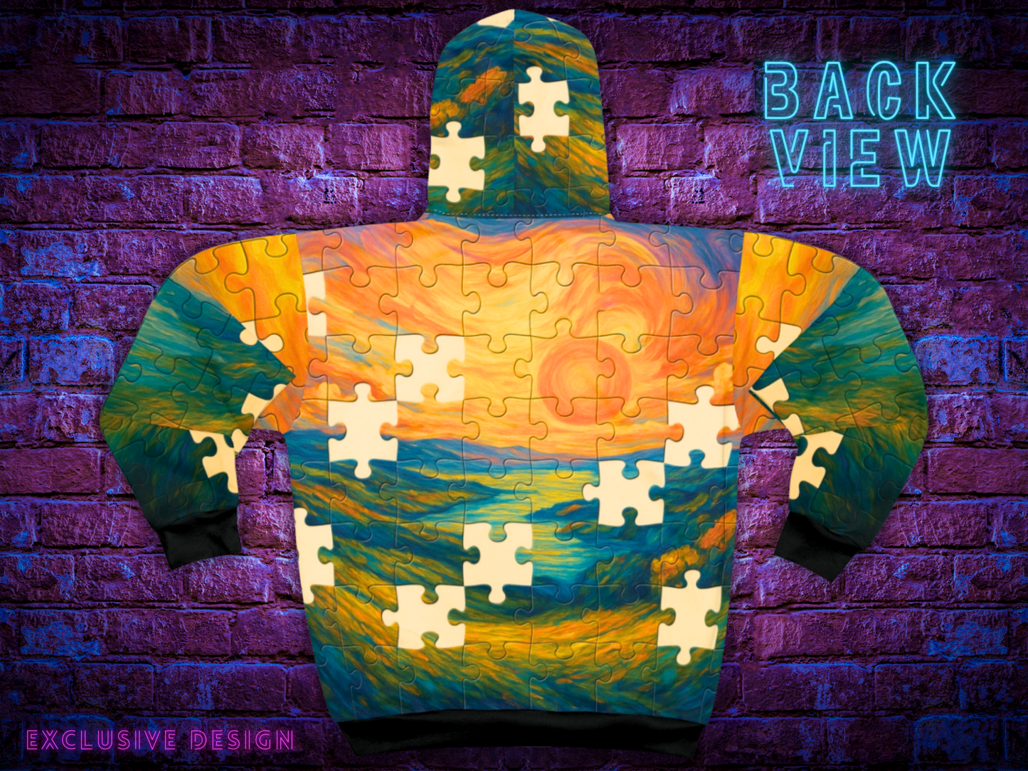 Missing Pieces – AOP Zip-Up Puzzle Hoodie | Unisex Statement Streetwear | All-Over Print by Invaluable Minutia