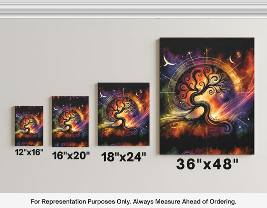 Cosmic Tree of Life – Celestial Galaxy Canvas Print (0.75" Stretched) | Mystical Boho Wall Art