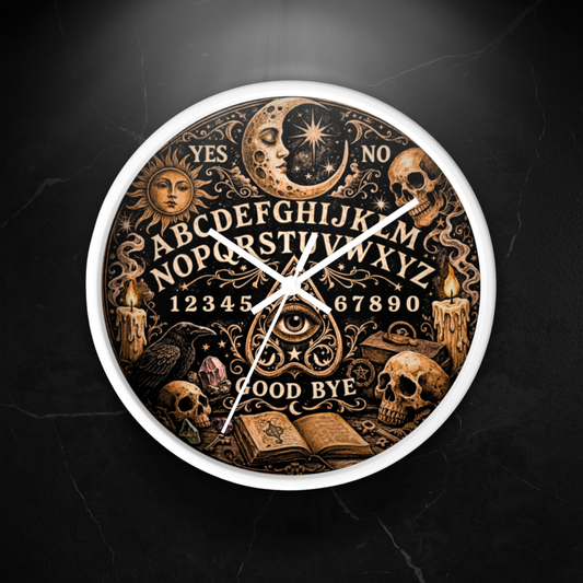 Ouija Board Wall Clock – Gothic Occult Spirit Board 10" Decor
