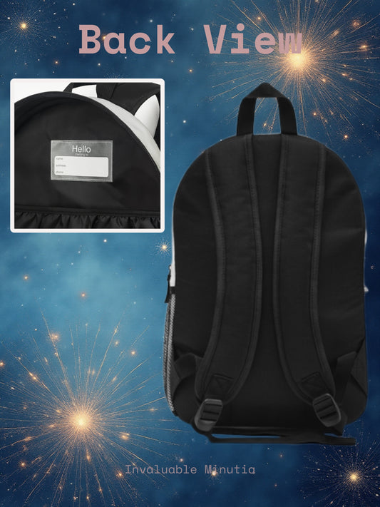 Retro Revival minimalist backpack Back & Interior name tag