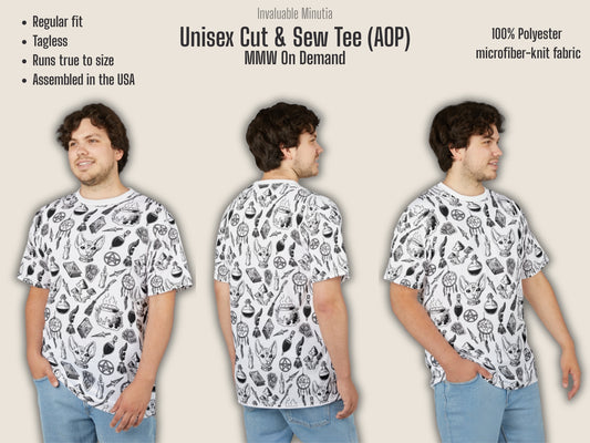 Witchy Potions Familiar All Over Print Unisex Cut & Sew Tee