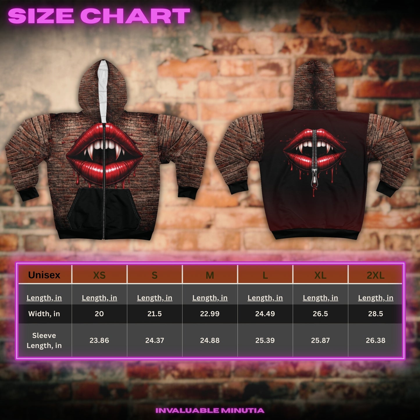 Vampire Teeth - Unisex Zip Hoodie (AOP)