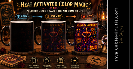 Creepy Carnival Color Morphing Mugs: Heat-Reveal Coffee Cups for Spooky Gift Lovers