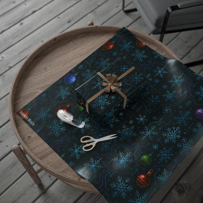 Cyber Yule Circuit – Luxury Christmas Wrapping Paper, Seamless Designer Gift Wrap, 30" Roll (Matte/Gloss)