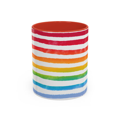 🌈 Bold Rainbow Stripes Pride Mug | 11oz/15oz | Purple Accent