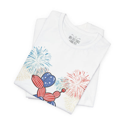 Patriotic Balloon Animal Tee, Fourth of July Shirt, Independence Day Apparel, Fireworks Unisex T-shirt, Bella + Canvas