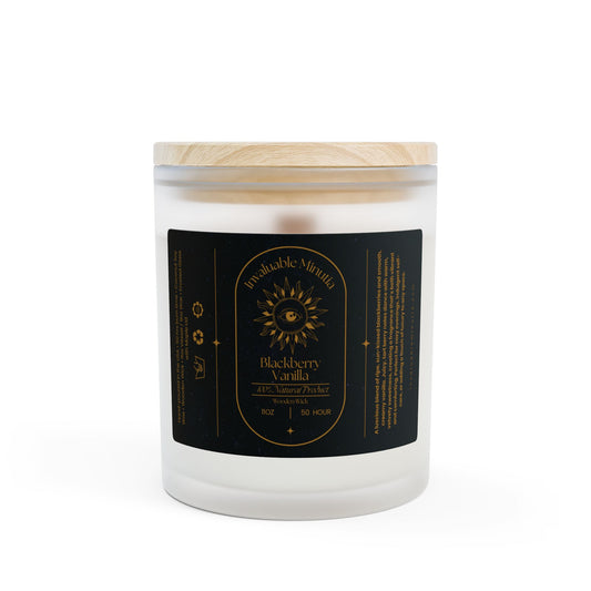 Blackberry Vanilla Candle – Luxury Wood-Wick Coconut-Soy Candle (11oz) - 11oz Frosted Jar Wooden Lid (Free U.S. Shipping)