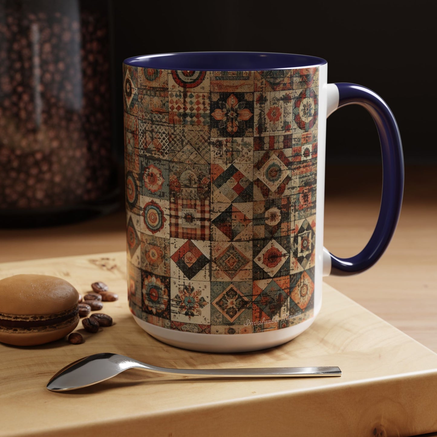 Boho Patchwork Quilt Mug | Vintage Accent Coffee Mug (11oz/15oz)