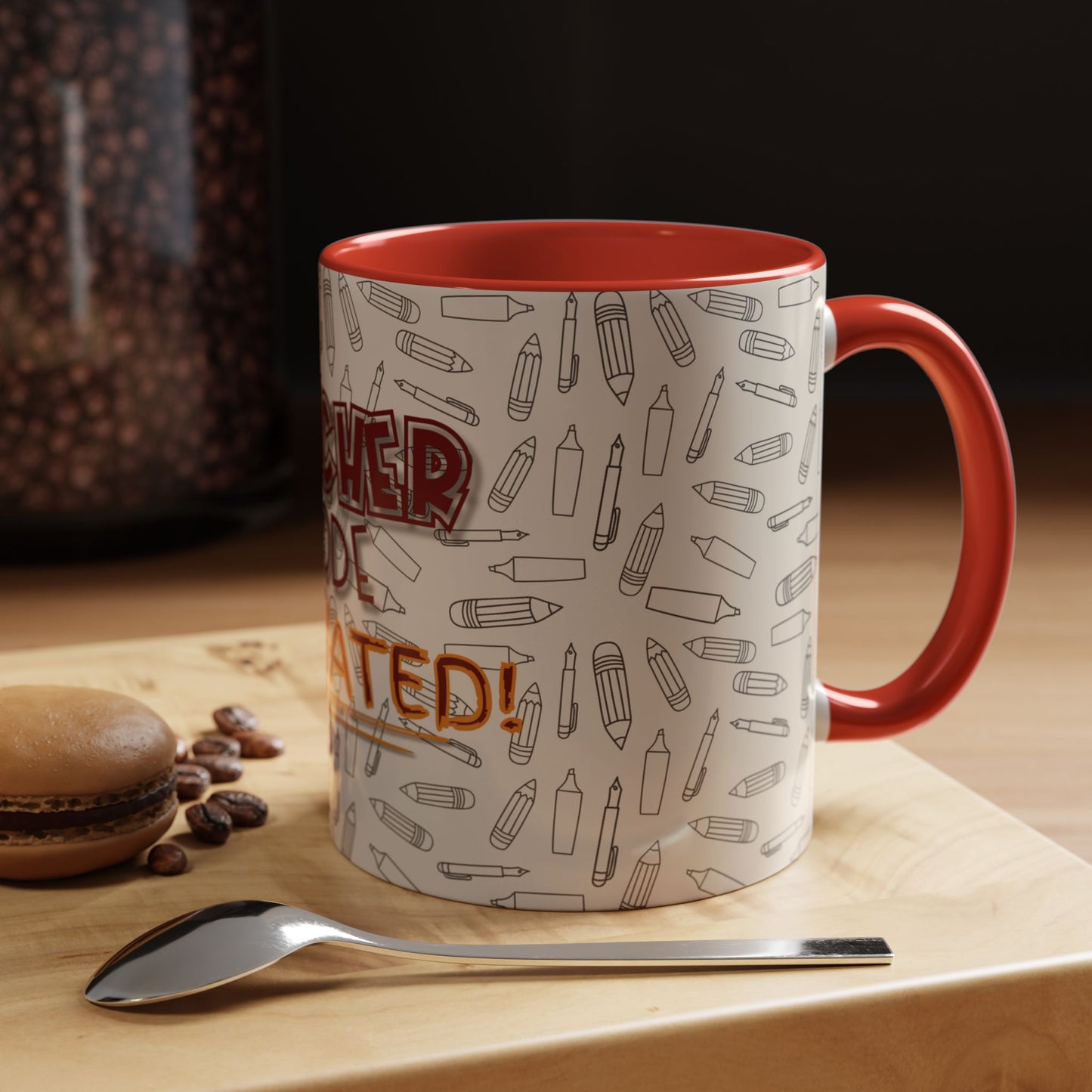 Funny Teacher Coffee Mug – Back to School Gift – “Teacher Mode Activated” – Color Accent 11oz 15oz – Classroom Decor – Durable Ceramic – Education Life