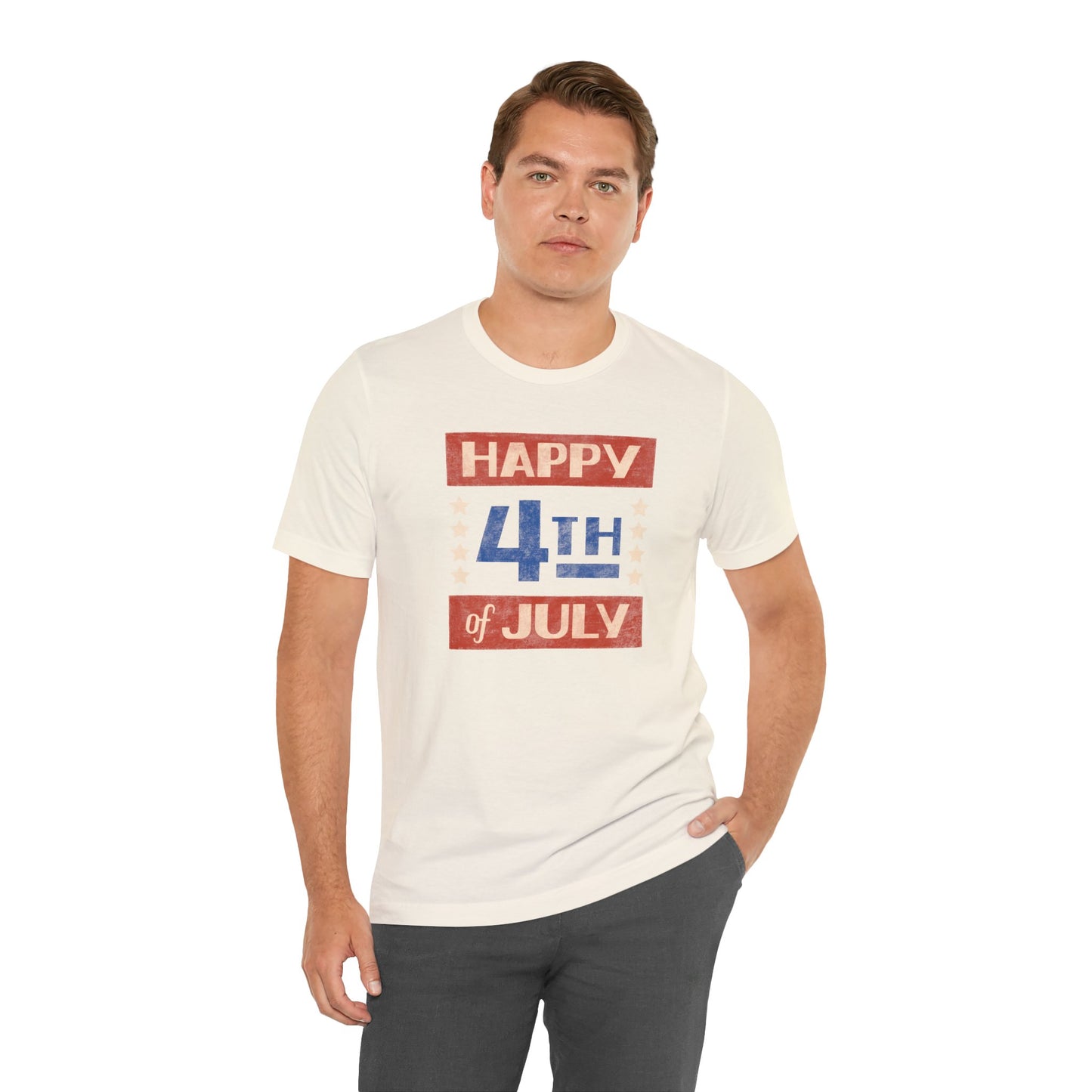 Happy 4th / Land of the Free Tee – Dual-Sided Print – Unisex Bella + Canvas Jersey T-Shirt