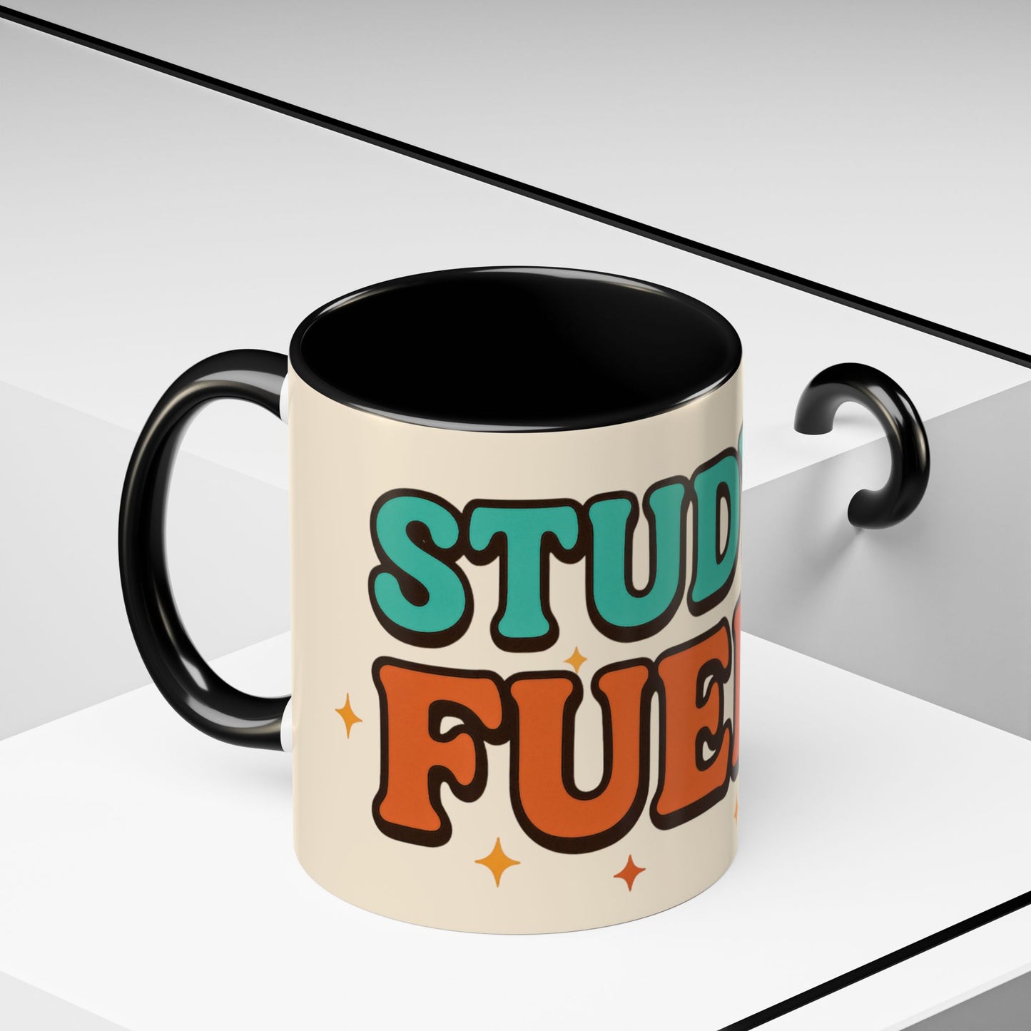 Study Fuel Color Accent Mug (11oz/15oz) – Retro Teacher/Student Coffee Cup • Back to School • Durable Ceramic