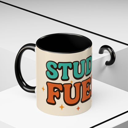 Study Fuel Color Accent Mug (11oz/15oz) – Retro Teacher/Student Coffee Cup • Back to School • Durable Ceramic