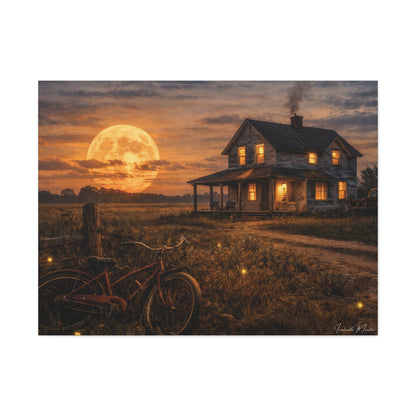 Moonlit Country House Landscape Matte Canvas Print 1.25"