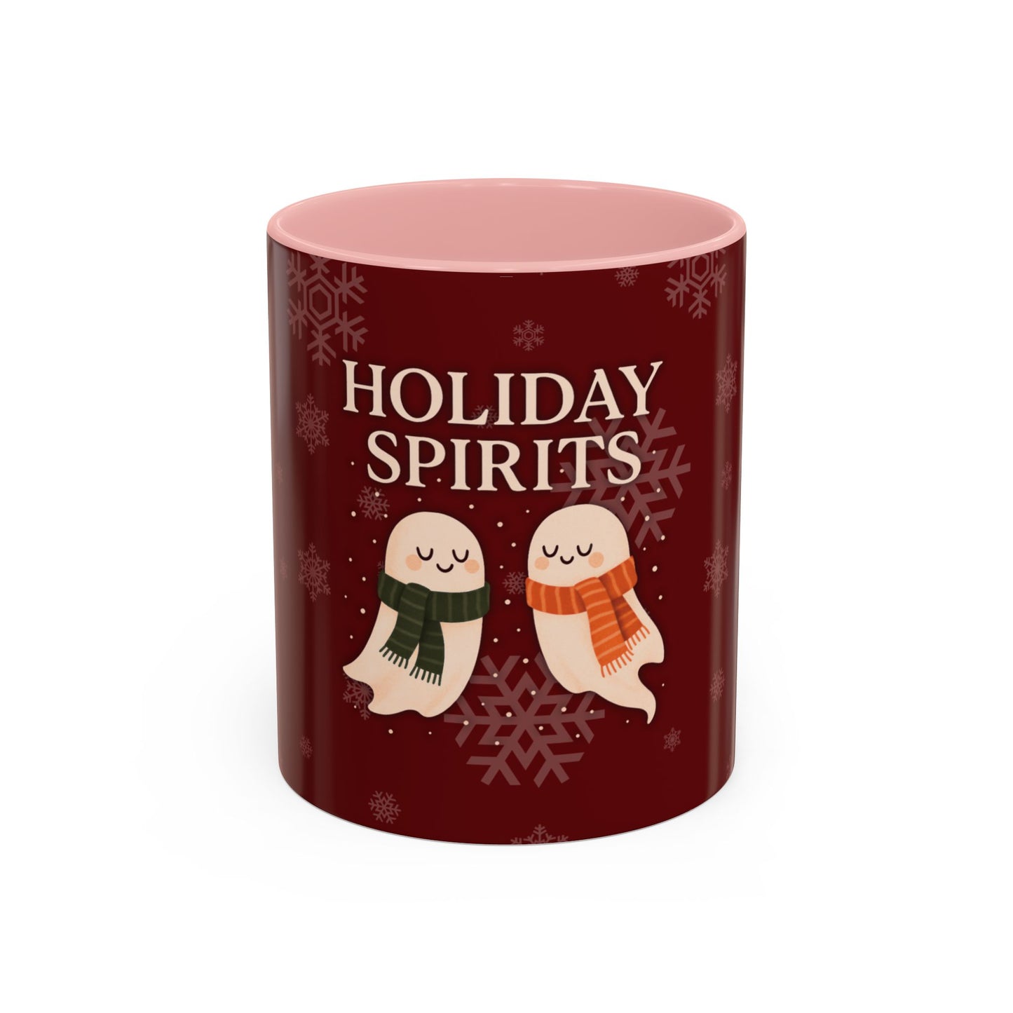 Holiday Spirits Ghost Mug – Cute Christmas Coffee Cup (11oz & 15oz, High-Gloss Accent Colors)